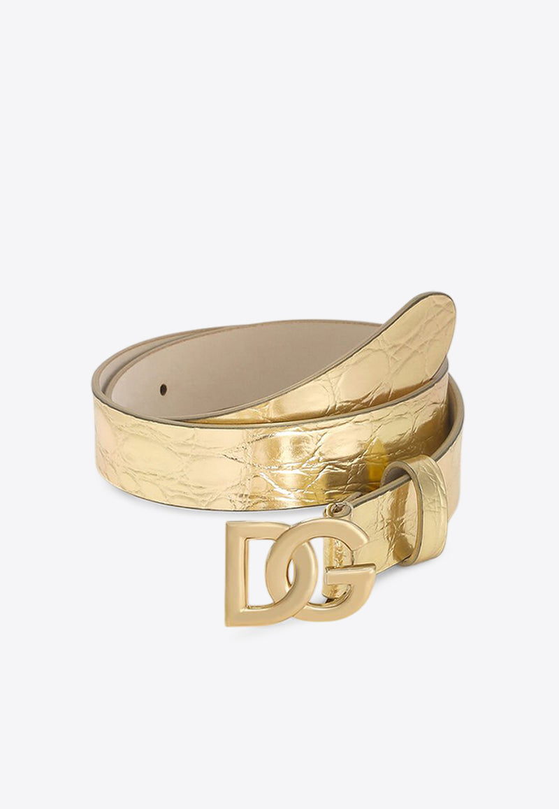 Dolce & Gabbana Kids Girls Croc Print Belt EE0068 AC459 8H944 Gold
