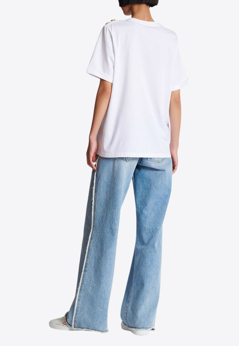 Balmain Lipstick Print Logo T-shirt White EF0EF135GE91_WHITE