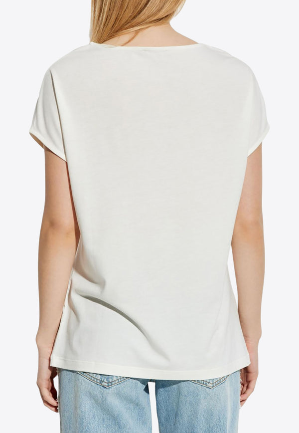 Balmain Lipstick Logo Print T-shirt White EF0EG012BC99_WHITE
