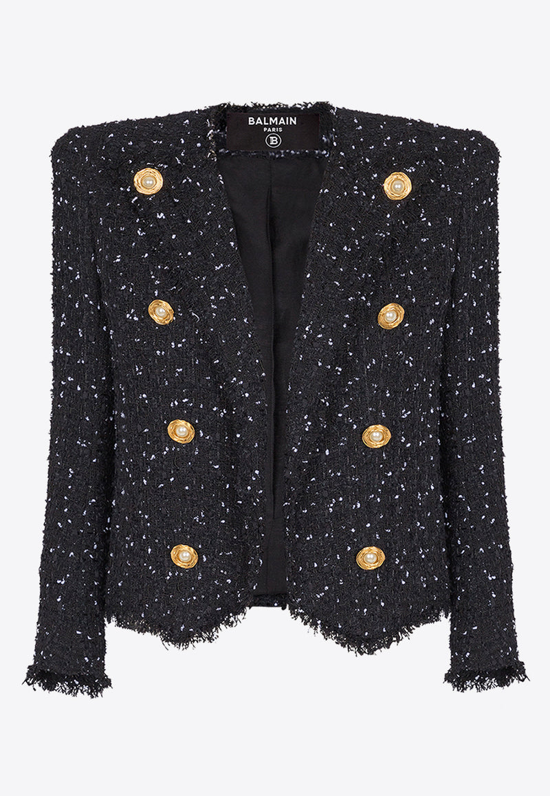 Balmain Polka-Dot Tweed Jacket Black EF0SC226XL06_BLACK