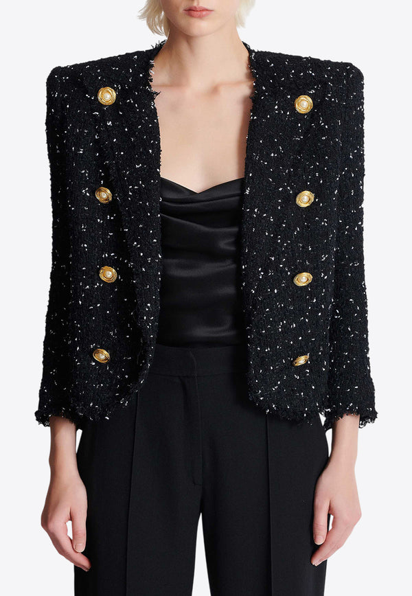 Balmain Polka-Dot Tweed Jacket Black EF0SC226XL06_BLACK
