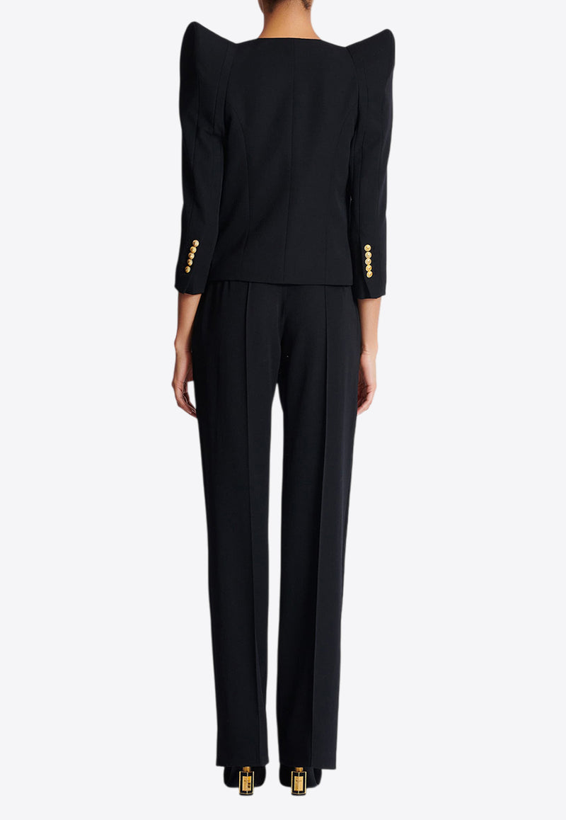 Balmain Structured Shoulders Cropped Blazer Black EF0SC260ME54_BLACK