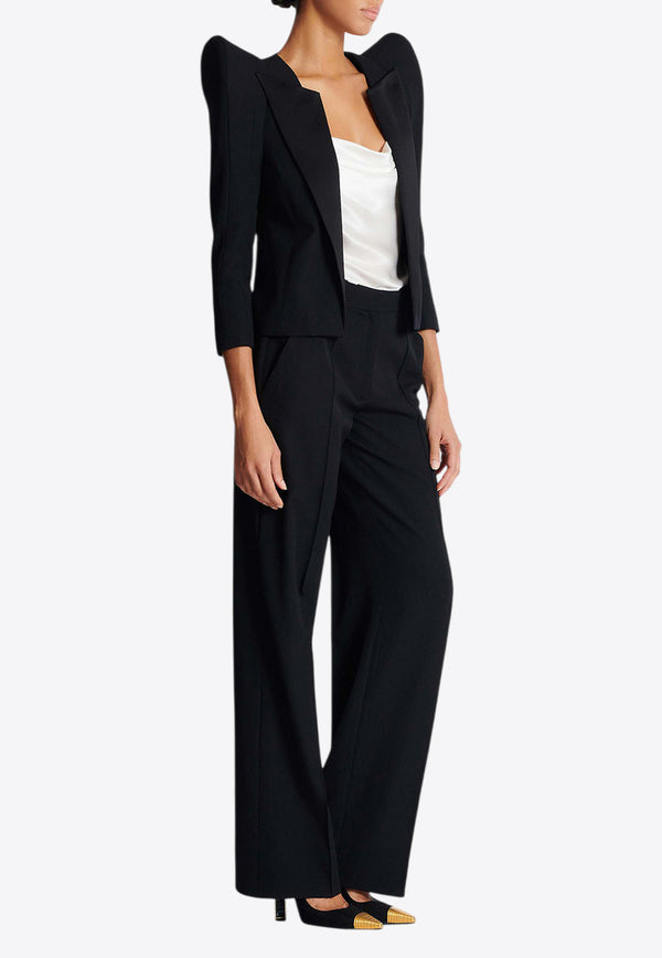 Balmain Structured Shoulders Cropped Blazer Black EF0SC260ME54_BLACK