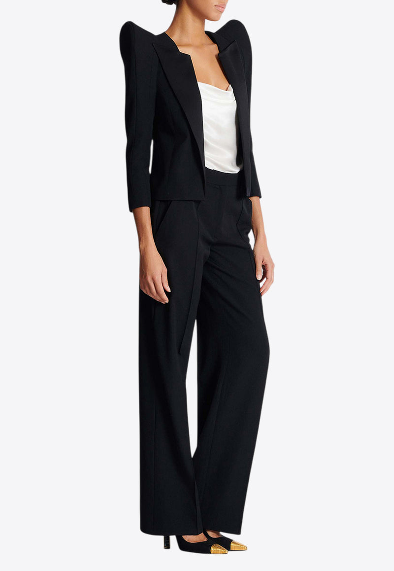 Balmain Structured Shoulders Cropped Blazer Black EF0SC260ME54_BLACK