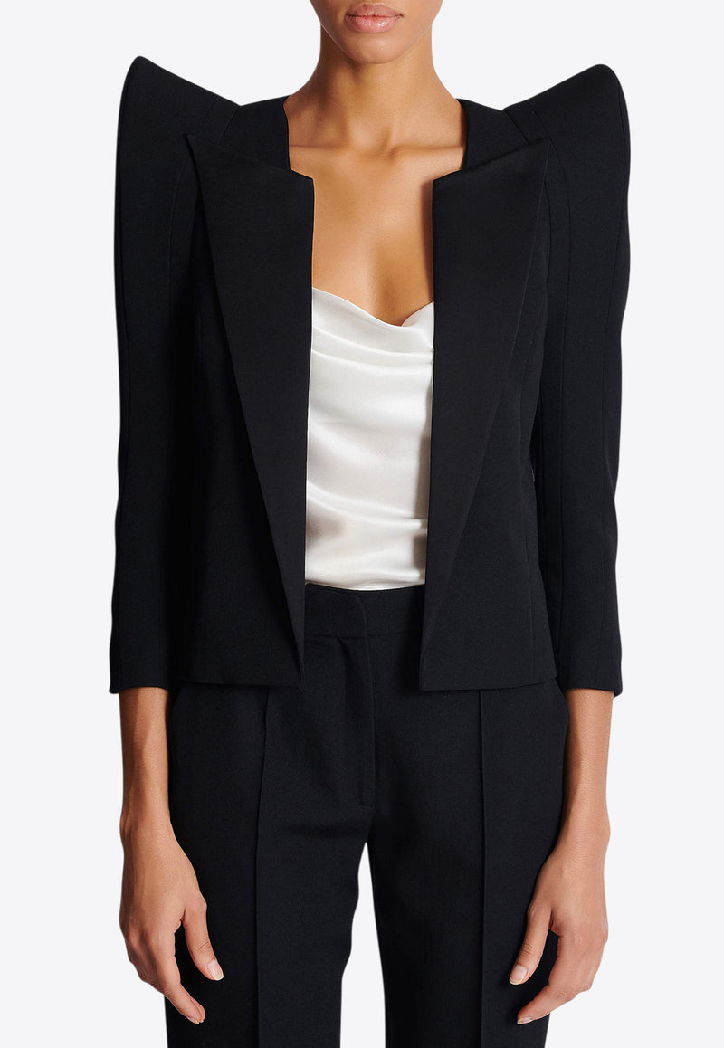 Balmain Structured Shoulders Cropped Blazer Black EF0SC260ME54_BLACK