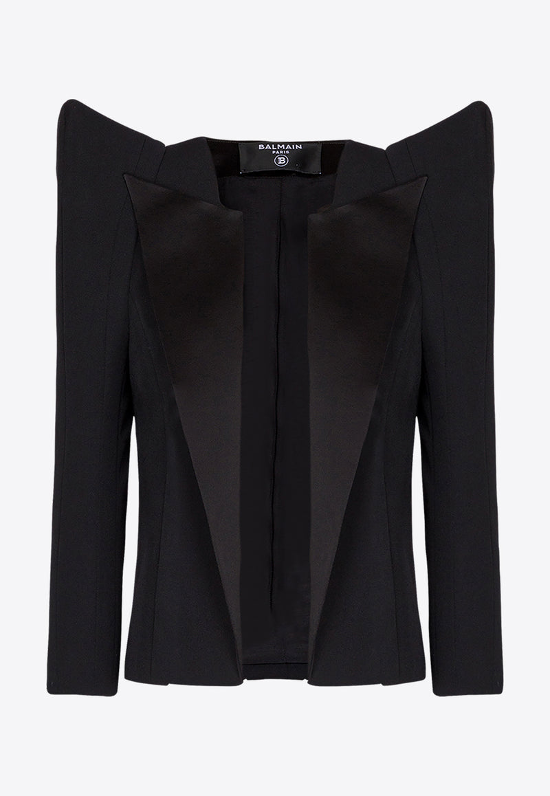 Balmain Structured Shoulders Cropped Blazer Black EF0SC260ME54_BLACK