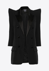 Balmain Structured Shoulders Double-Breasted Tuxedo Jacket Black EF0SM503ME54_BLACK