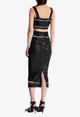 Balmain Love Letter Embroidery Cropped Top Black EF1AA385PC70_BLACK
