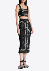 Balmain Love Letter Embroidery Cropped Top Black EF1AA385PC70_BLACK