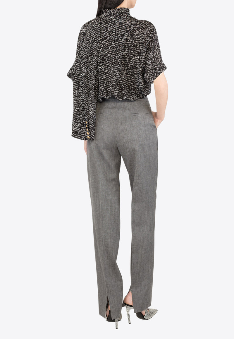 Balmain Love Letter Wrap Blouse Black EF1AM015SE64_BLACK WHIT