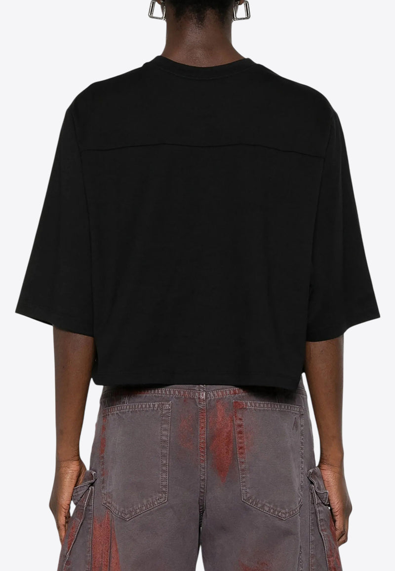 Balmain Signature Logo Cropped T-shirt Black EF1EE125PC70_BLACK WHIT