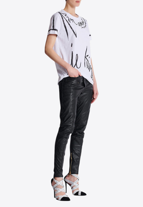 Balmain Je t'aime Mon Amour Print T-shirt White EF1EF000GE35_WHITE MULT
