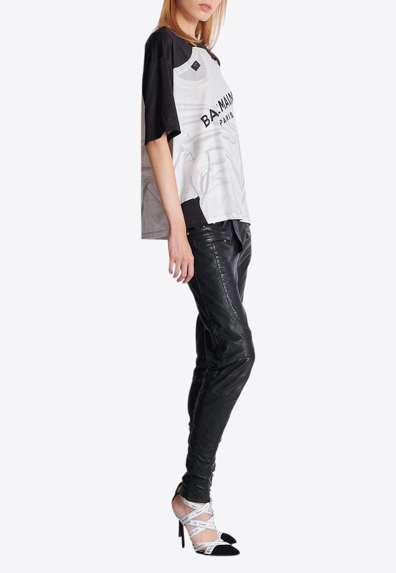 Balmain Optical Illusion Print T-shirt Black EF1EG110GE37_BLACK WHIT