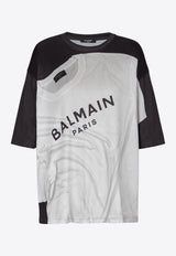 Balmain Optical Illusion Print T-shirt Black EF1EG110GE37_BLACK WHIT