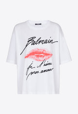 Balmain Kiss Print Logo T-shirt White EF1EG110GE45_WHITE MULT