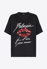 Balmain Kiss Embroidered Logo T-shirt Black EF1EG125PC74_BLACK MULT
