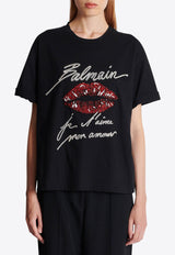 Balmain Kiss Embroidered Logo T-shirt Black EF1EG125PC74_BLACK MULT