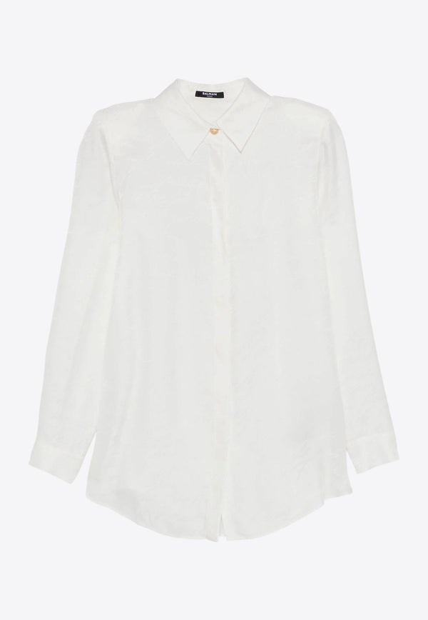Balmain Love Letter Jacquard Long-Sleeved Shirt White EF1HS051VH30_WHITE