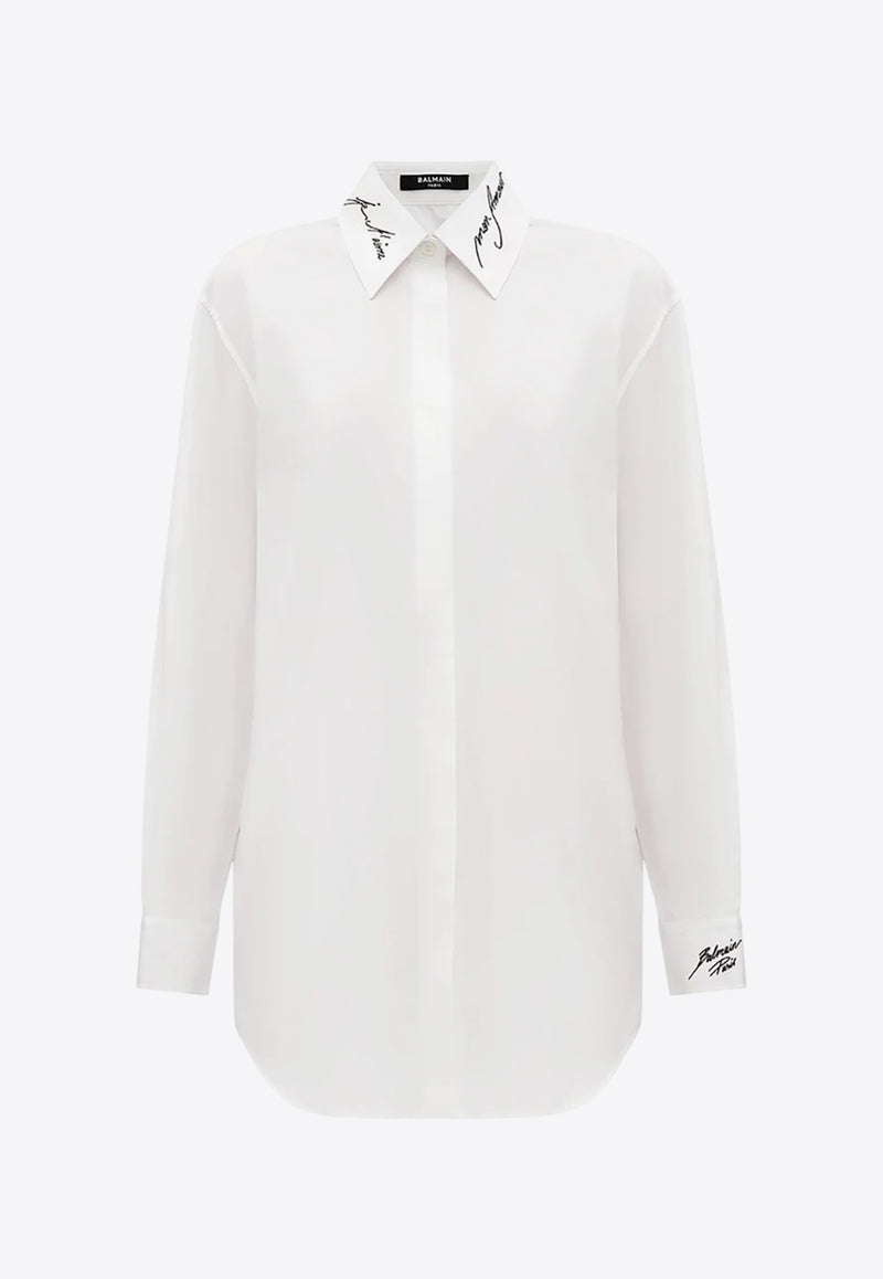 Balmain Je t'aime Mon Amour Embroidery Long-Sleeved Shirt White EF1HS415CF43_WHITE