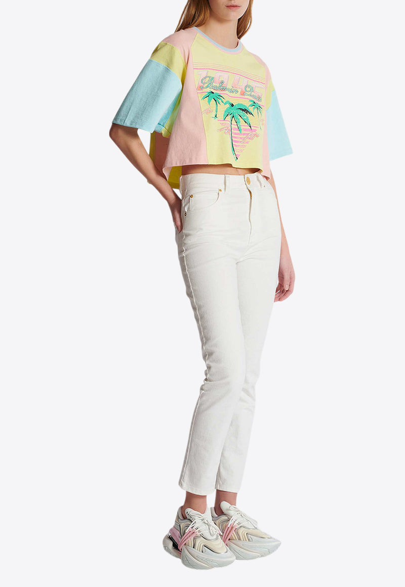 Balmain Cropped Slim Jeans White EF1MG009DB69_WHITE