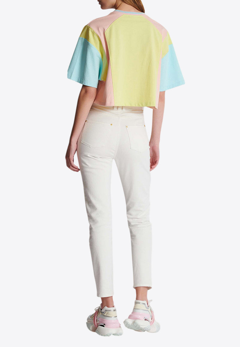 Balmain Cropped Slim Jeans White EF1MG009DB69_WHITE