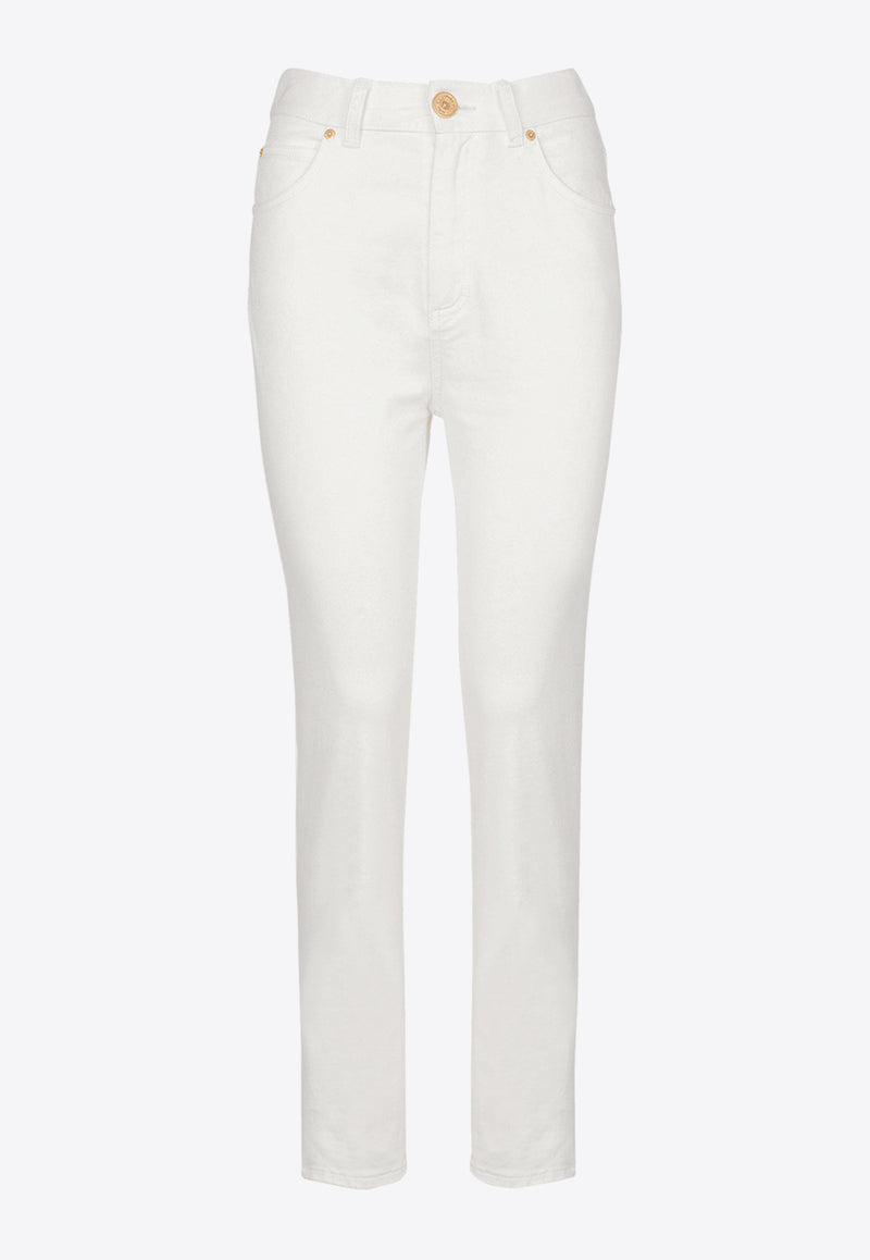 Balmain Cropped Slim Jeans White EF1MG009DB69_WHITE