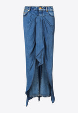 Balmain Straight Jeans with Draped Midi Skirt Denim EF1MI045DF24_DENIM