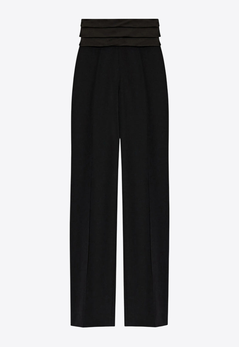 Balmain Wool Tailored Pants with Satin Waistband Black EF1PO161ME54_BLACK