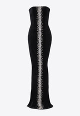 Balmain Embellished Velvet Bustier Gown Black EF1RM240PC75_BLACK