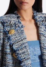 Balmain Cropped Tweed Edge-to-Edge Jacket Blue EF1SC240CF77_DENIM