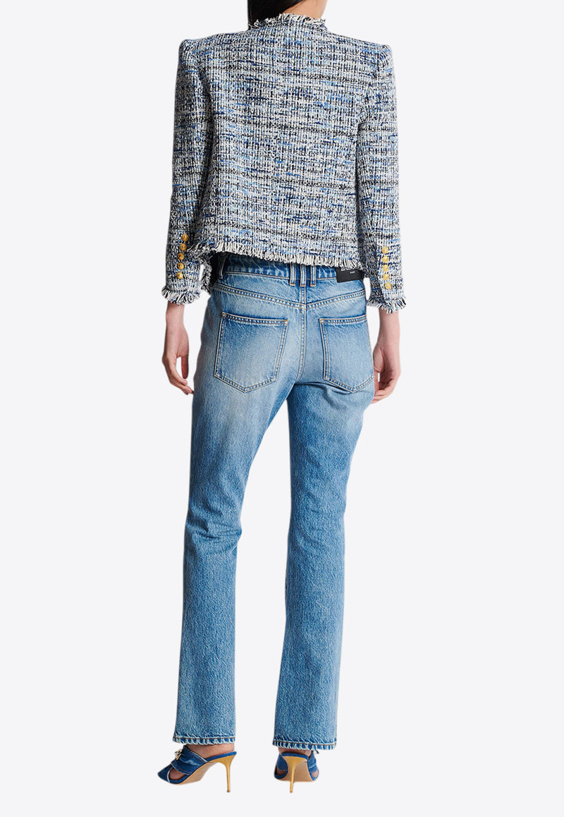 Balmain Cropped Tweed Edge-to-Edge Jacket Blue EF1SC240CF77_DENIM