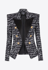 Balmain Love Letter Tuxedo Blazer Black EF1SM340MG60_BLACK WHIT