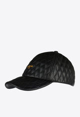 Balmain Quilted Leather Baseball Cap Black EF1XA330LD88_BLACK