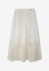 Elie Saab Kids Girls Floral Embroidered Chiffon Skirt Cream EFGO029 MX_BEIGE