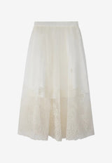 Elie Saab Kids Girls Floral Embroidered Chiffon Skirt Cream EFGO029 MX_BEIGE