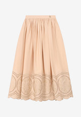 Elie Saab Kids Girls Flared Pleated Skirt Beige EFGO040 MX_BEIGE