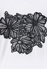Elie Saab Kids Girls Flower Lace Applique Long-Sleeved T-shirt White EFTS017_WHITE
