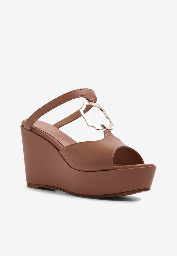 Malone Souliers Elie 95 Wedge Sandals in Leather ELIE WEDGE 95-3 NUDE