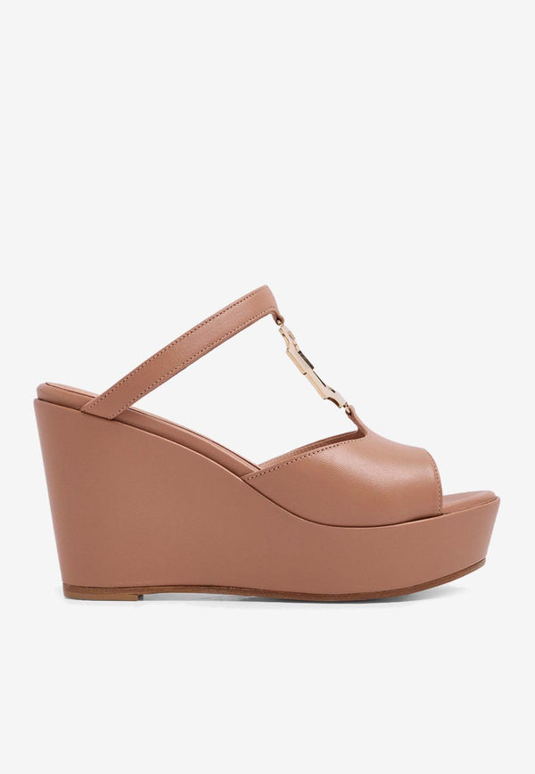 Malone Souliers Elie 95 Wedge Sandals in Leather ELIE WEDGE 95-3 NUDE