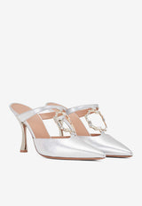 Malone Souliers Elsa 90 Crystal-Embellished Mules in Leather ELSA 90-8 SILVER