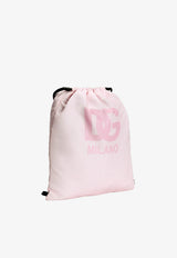 Dolce & Gabbana Kids Girls DG Logo Print Nylon Backpack Pink EM0050 AZ589 HF5ZL