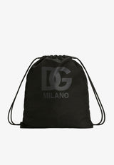 Dolce & Gabbana Kids Boys DG Logo Print Nylon Backpack Black EM0050 AZ589 HN5ZL