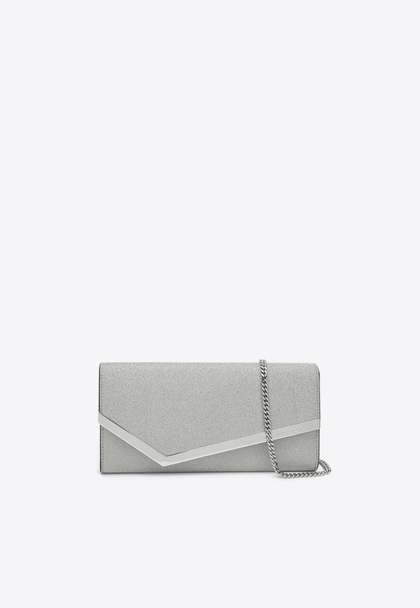 Jimmy Choo Emmie Glittered Clutch Bag Silver EMMIEIGT/Q_JIMCH-SI