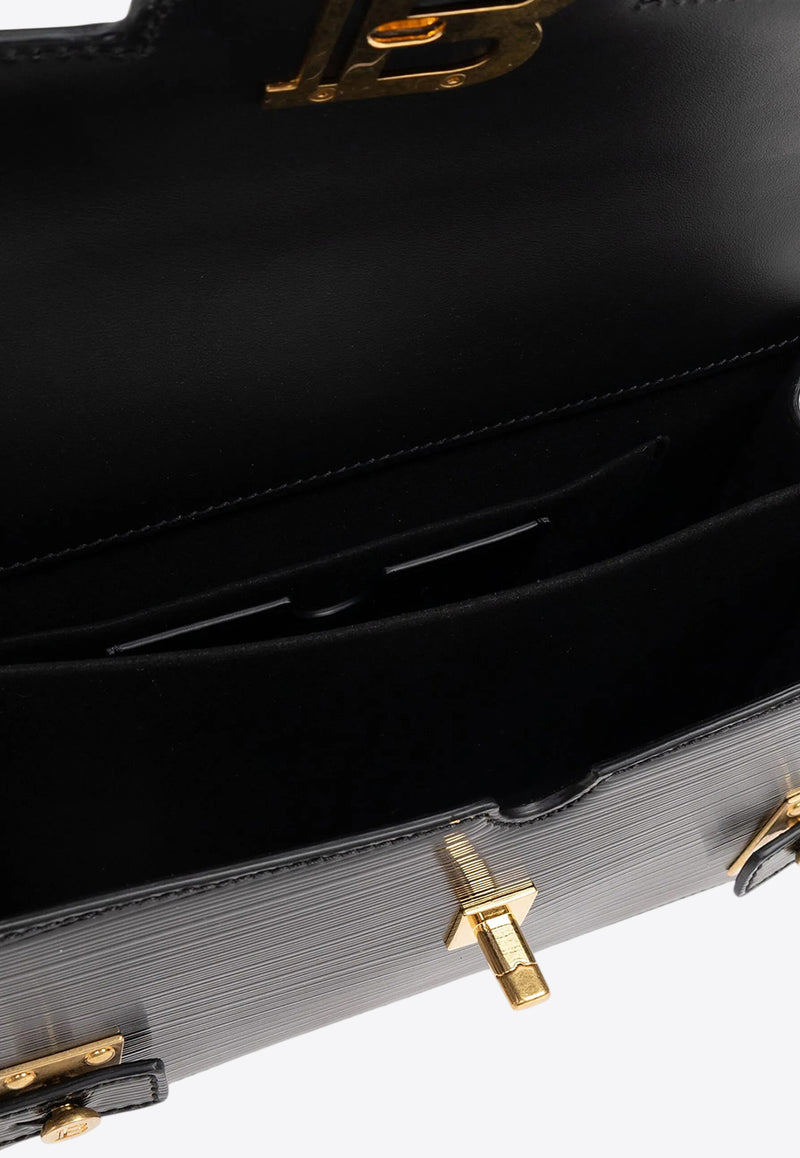 Balmain B-Buzz 24 Leather Top Handle Bag Black EN0DA828LPIS_BLACK