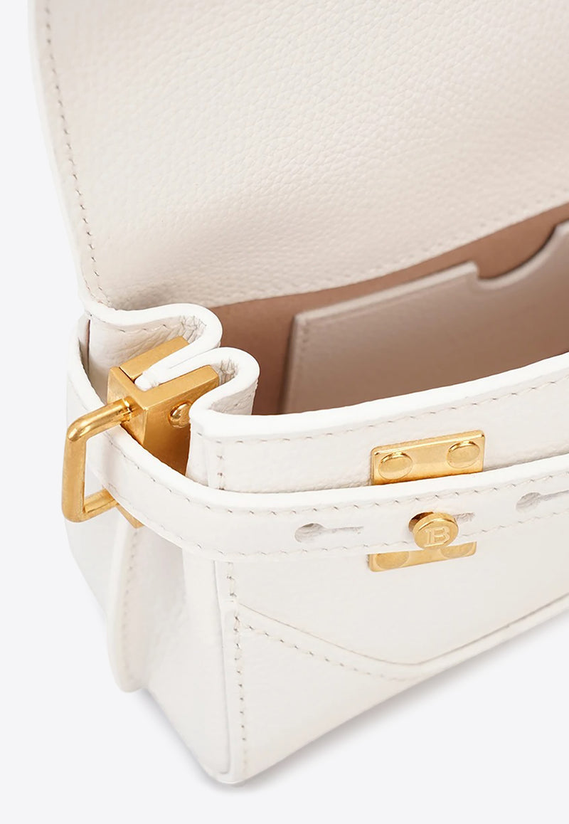Balmain B-Buzz 19 Leather Top Handle Bag White EN1AE742LPOS_WHITE