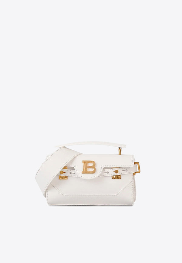 Balmain B-Buzz 19 Leather Top Handle Bag White EN1AE742LPOS_WHITE