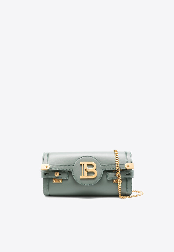 Balmain B-Buzz Pouch 23 Leather Clutch Green EN1LE596LSLX_GREEN