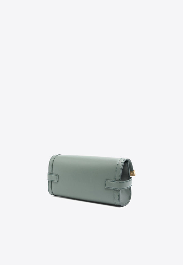 Balmain B-Buzz Pouch 23 Leather Clutch Green EN1LE596LSLX_GREEN
