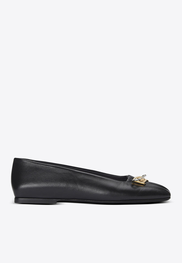 Balmain Safety Pin Nappa Leather Ballet Flats Black EN1UF082LNAP_BLACK