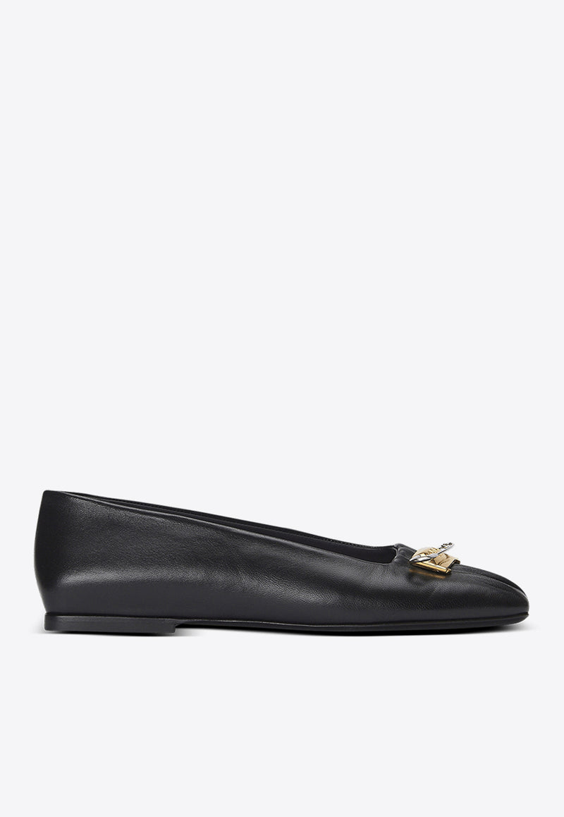 Balmain Safety Pin Nappa Leather Ballet Flats Black EN1UF082LNAP_BLACK